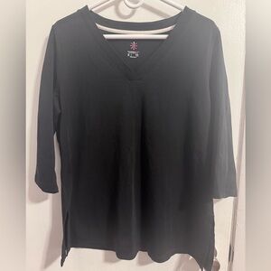 Isaac Mizrahi Black V-Neck 3/4 Sleeve Top